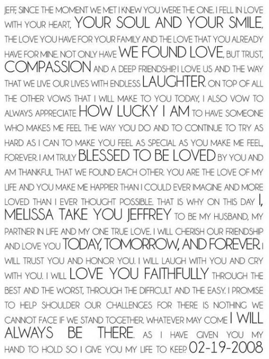 Sample Personal Wedding Vows
 Samples Personal Wedding Vows