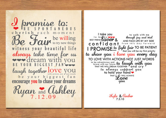 Sample Personal Wedding Vows
 Wedding Vow Keepsake What Would Yours Say