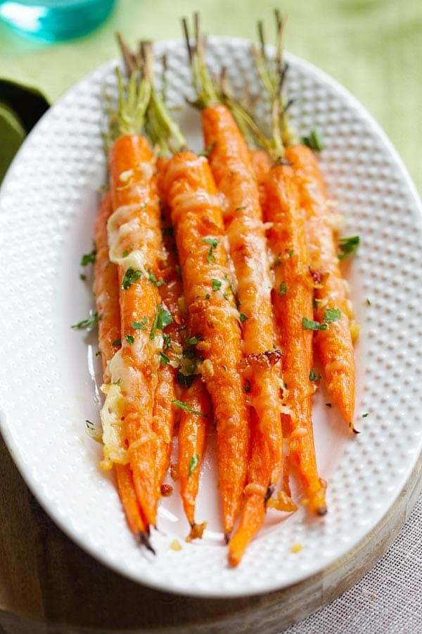 Savory Baby Carrot Recipes
 Garlic Parmesan Roasted Carrots with Carrot Top Rasa