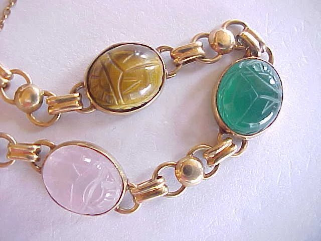 Scarab Bracelet Vintage
 Vintage 14k Gold SCARAB Bracelet Egyptian Revival