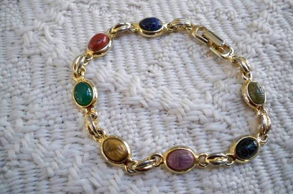 Scarab Bracelet Vintage
 Vintage Jewelry Bracelet Collectible Seven Scarab Bracelet