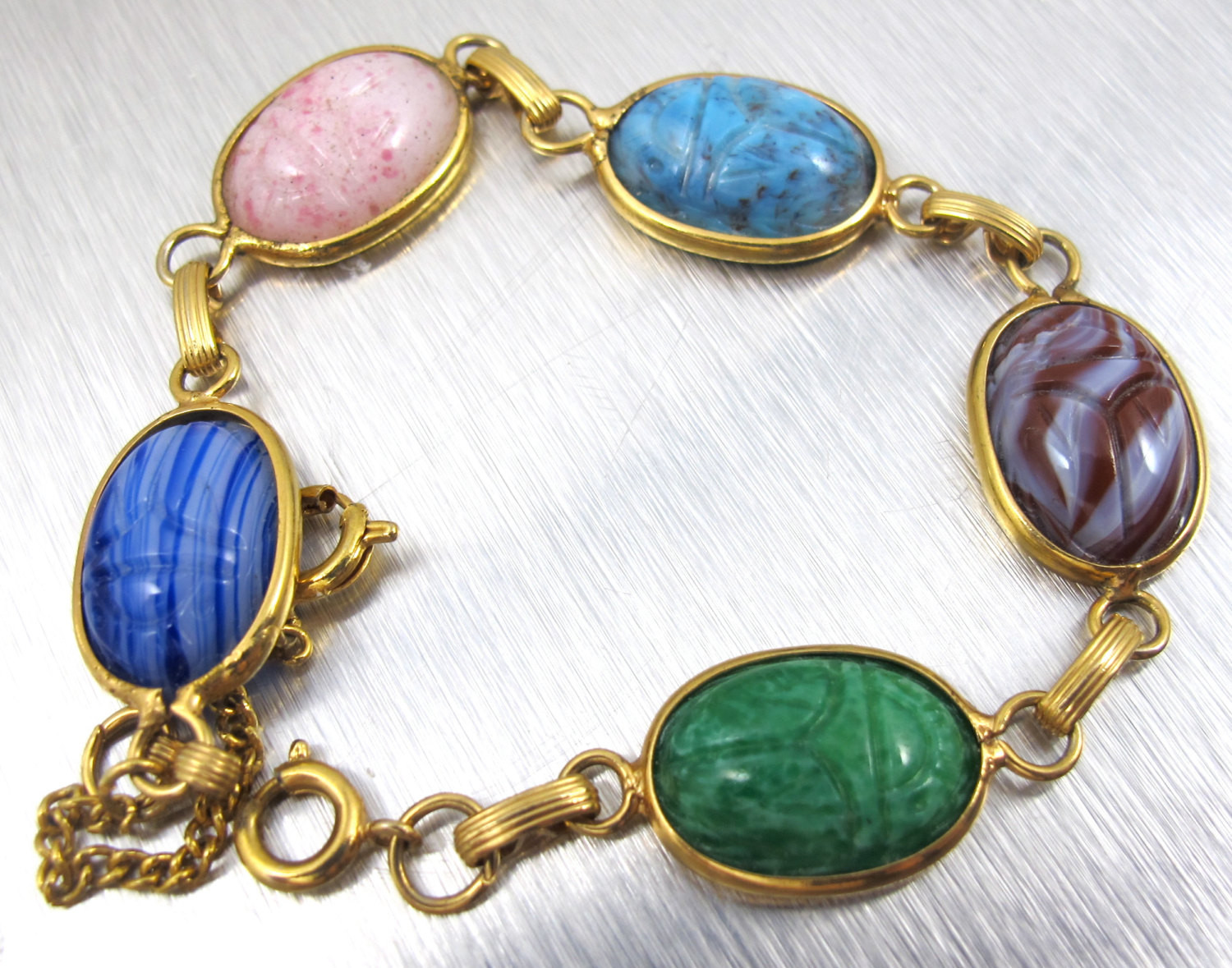 Scarab Bracelet Vintage
 Vintage Scarab Bracelet Egyptian Revival Semi by