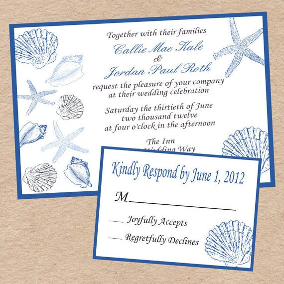 Seashell Wedding Invitations
 Seashell Wedding Invitation and Response Card by