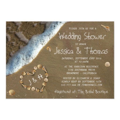 Seashell Wedding Invitations
 Seashell Heart Beach Wedding Shower Invitations