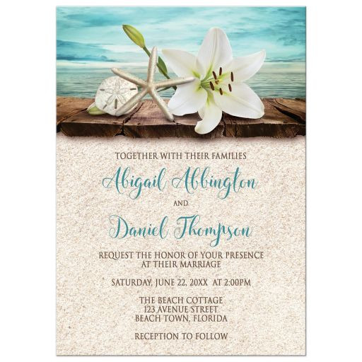 Seashell Wedding Invitations
 Wedding Invitations Beach Lily Seashells and Sand