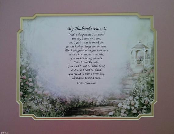 Sentimental Wedding Gifts
 Items similar to Wedding Gift for My Husband s Parents