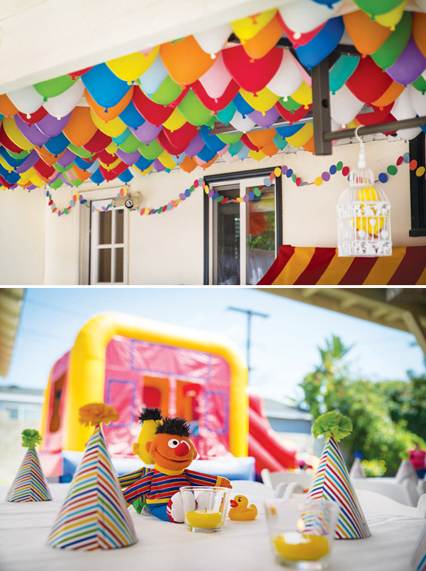 Sesame Street DIY Decorations
 Adorable  Backyard Sesame Street First Birthday Party