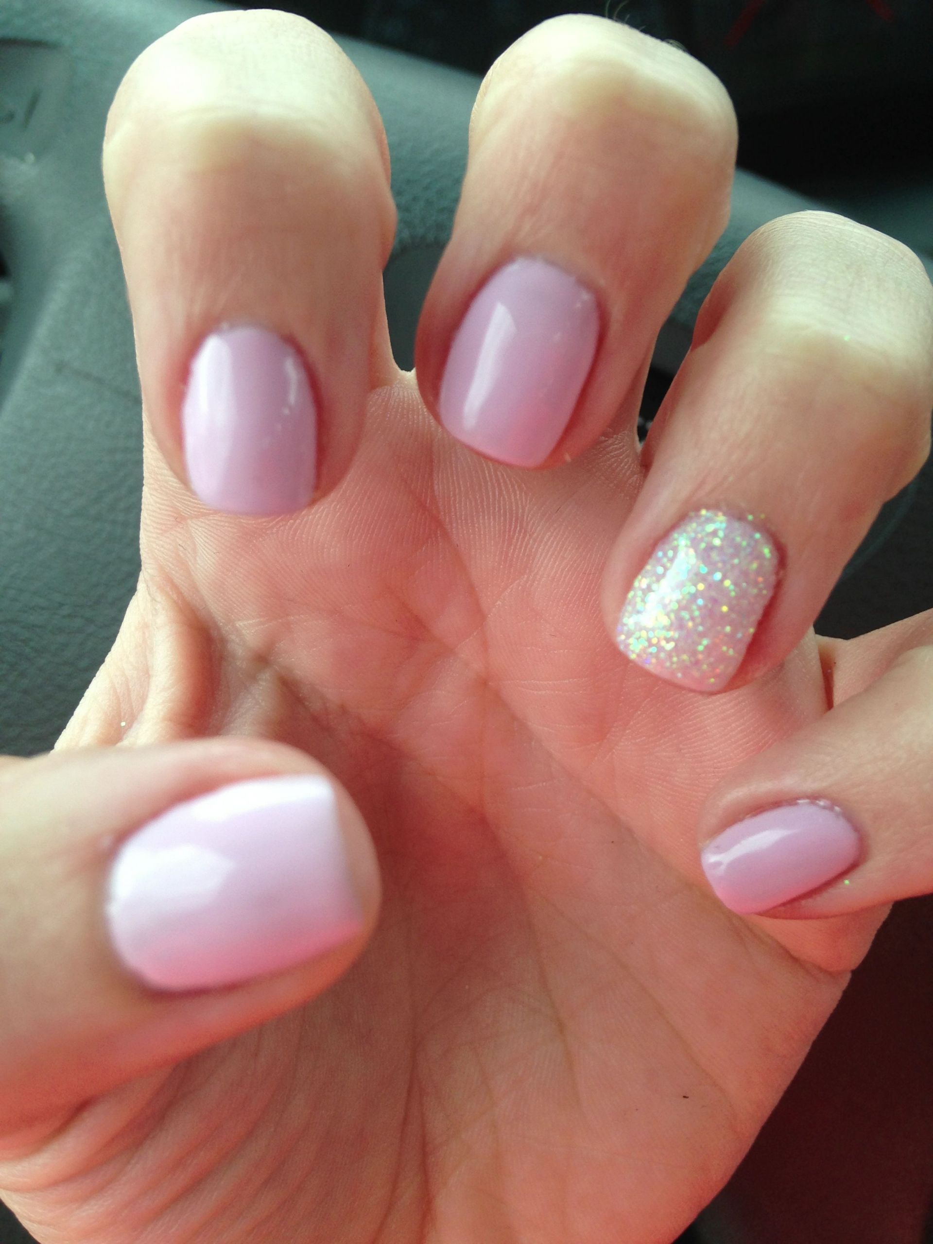 Shellac Nails For Wedding
 Cake pop pink shellac with white glitter ascent nail
