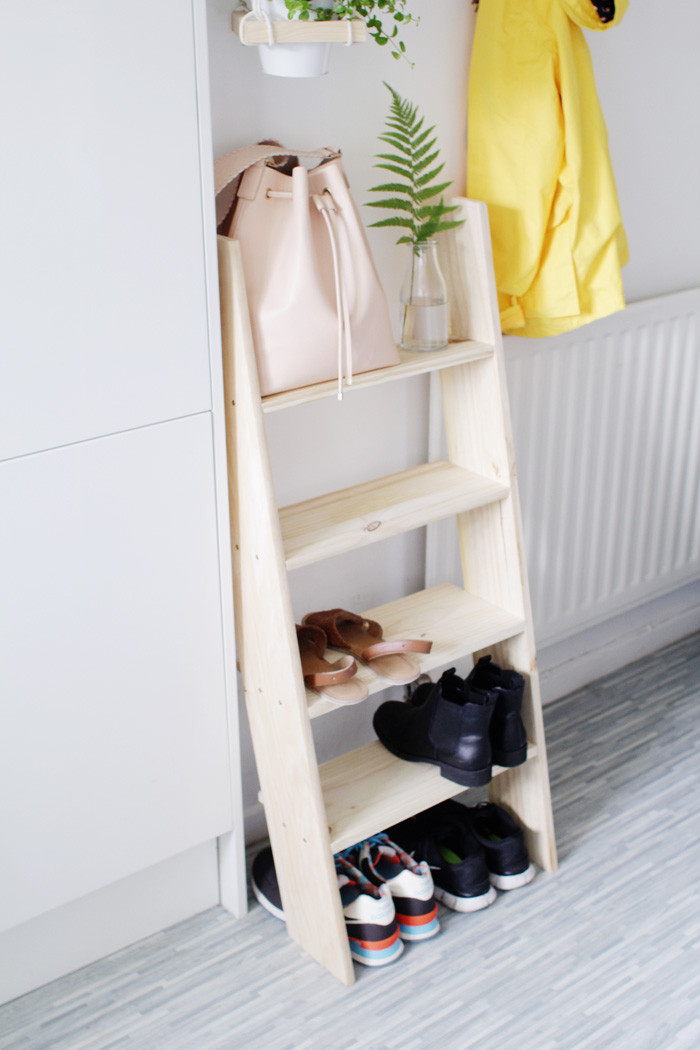 Shoe Organizer DIY
 DIY Ladder Shelf Shoe Storage Design Sponge