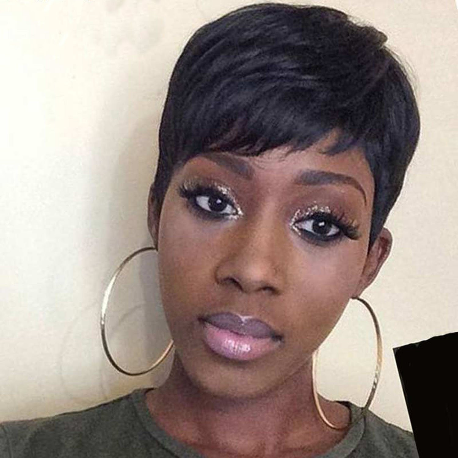 Short Black Hairstyle Wigs
 Amazon AISI HAIR Black Synthetic Wigs Short Afro