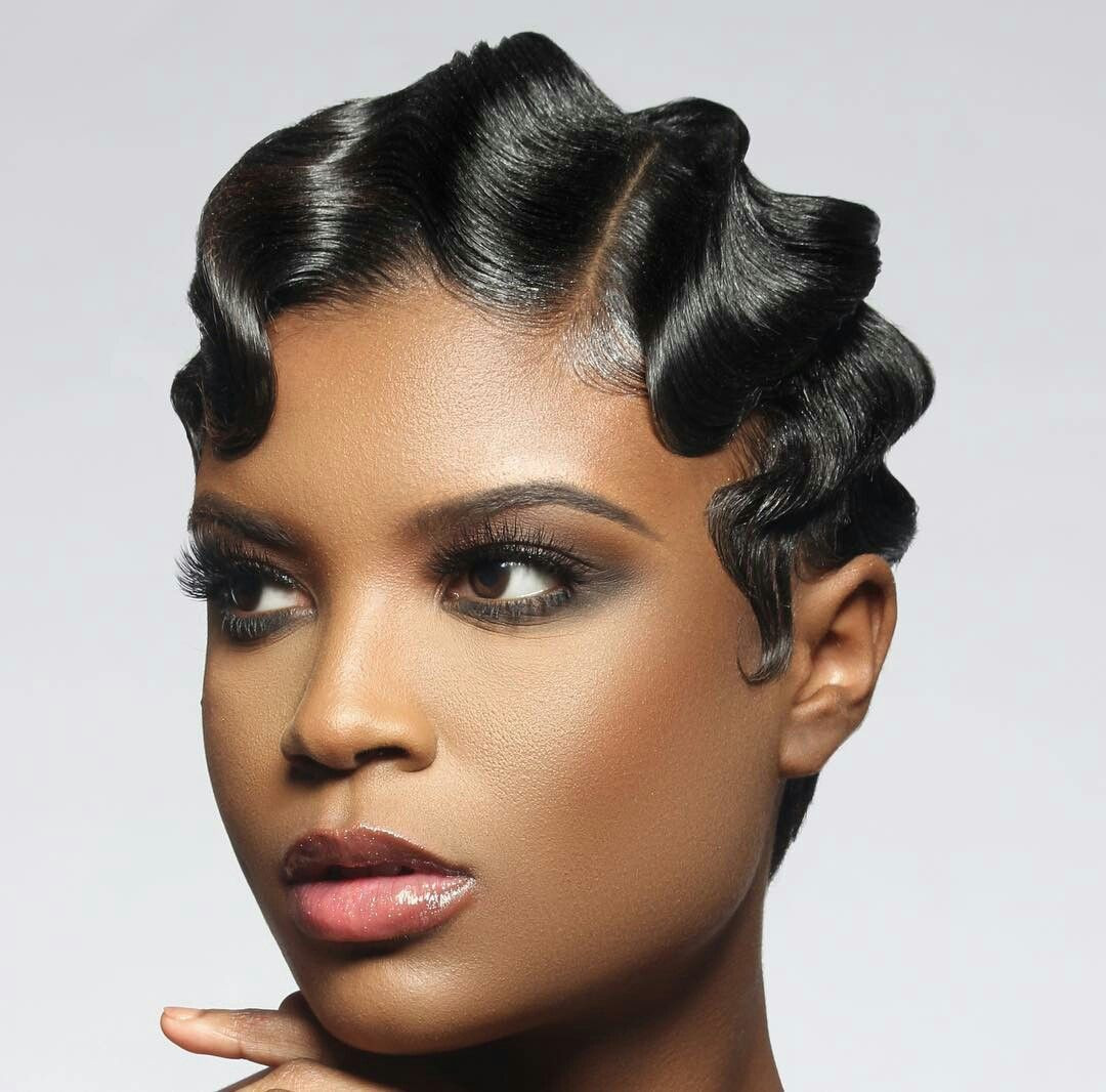 Short Black Hairstyle With Finger Waves
 Black hair design