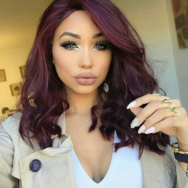 Short Burgundy Hairstyles
 Short burgundy hair P s this girls makeup is so on point