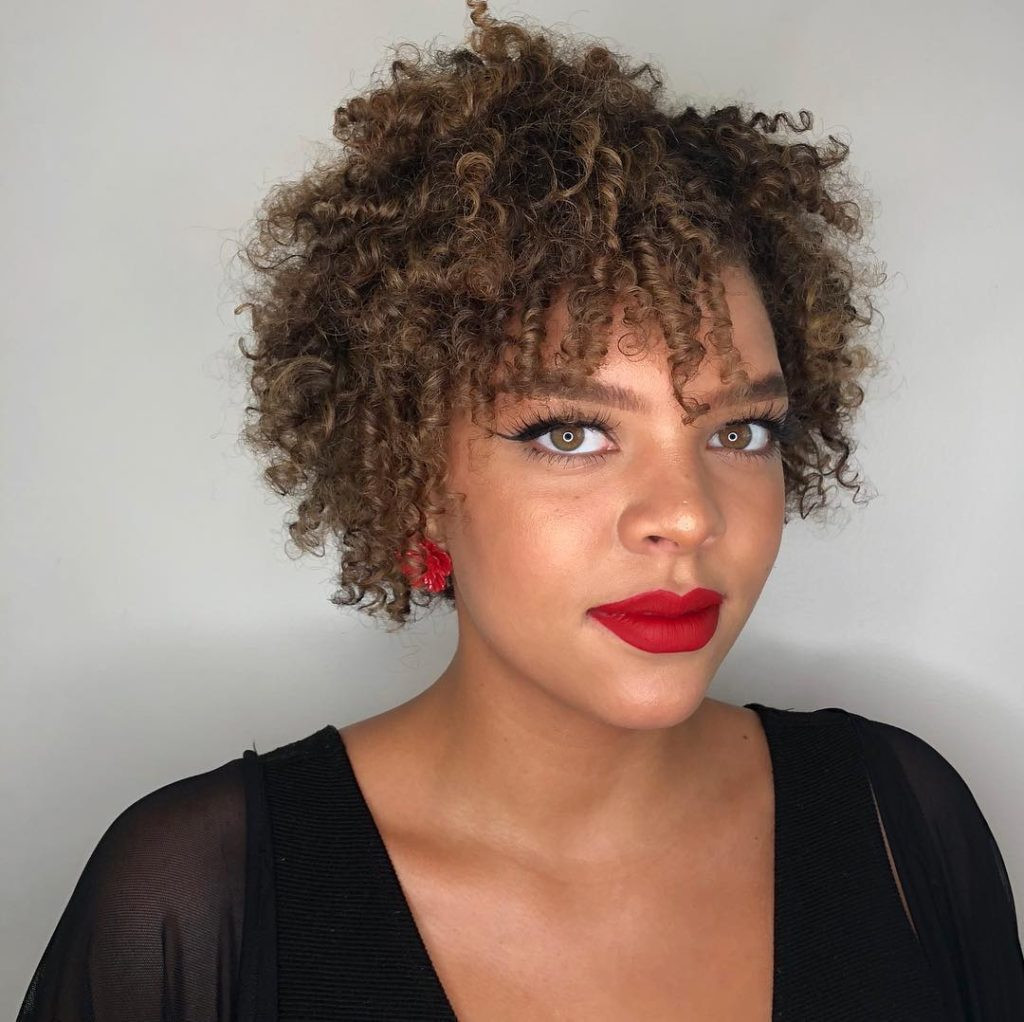 Short Spiral Curly Hairstyles
 Women s Textured Bob with Natural Spiral Curls and