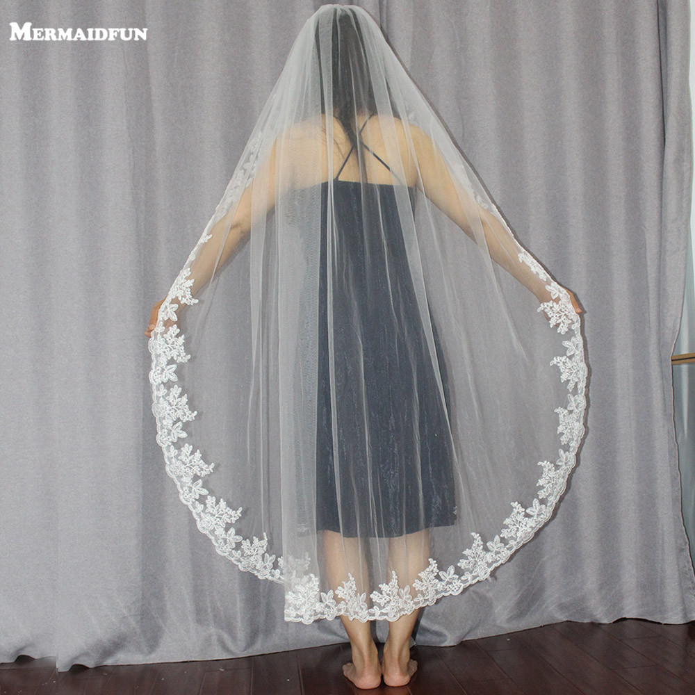 Short Wedding Veil
 1 4 Meters e Layer Lace Edge Short Wedding Veil With