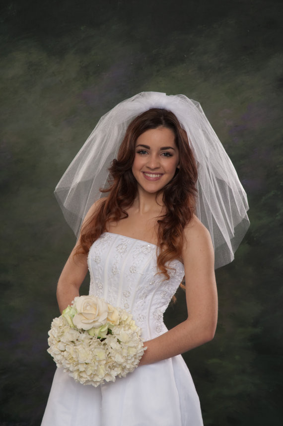 Short Wedding Veil
 Shoulder Wedding Veils 2 Layers Short Bridal Veils Blusher