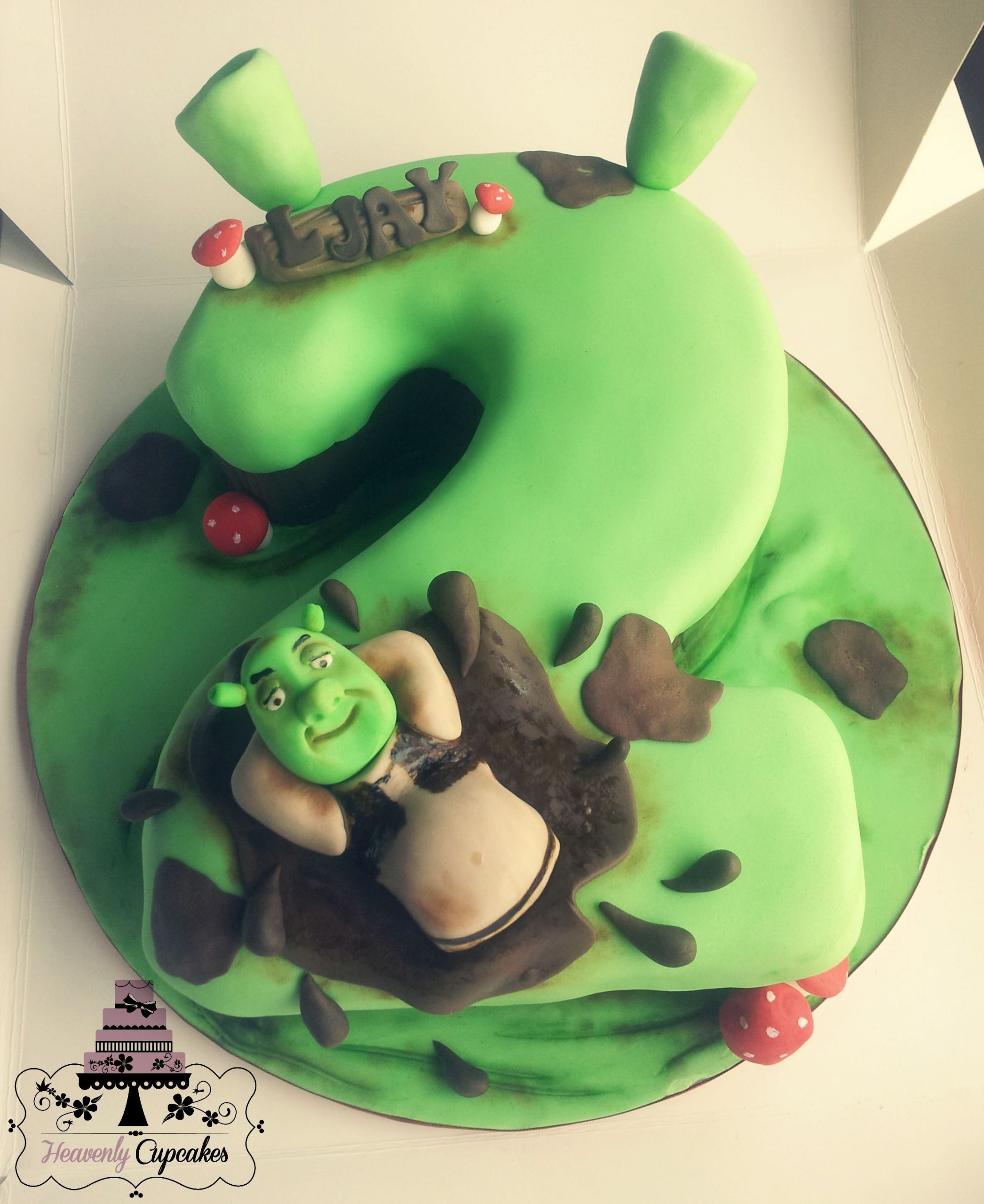 Shrek Birthday Cake
 Shrek themed number cake idea for Phillips cake