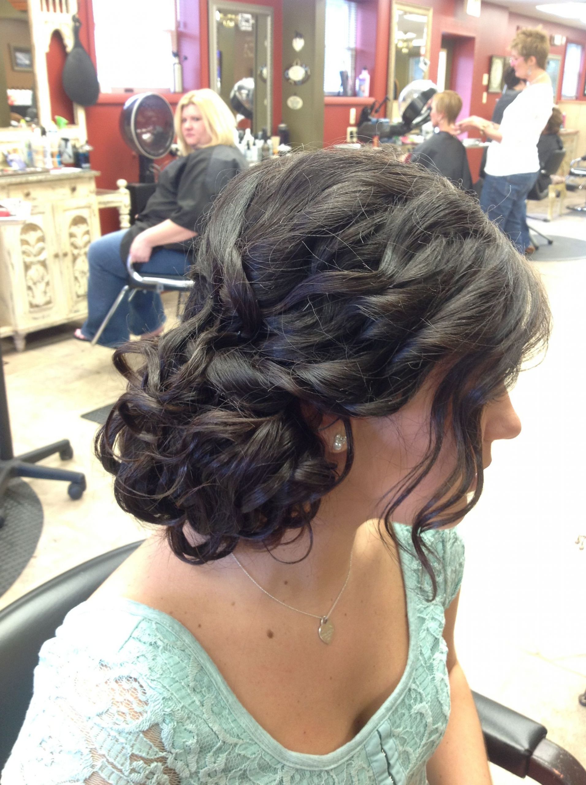 Side Bun Prom Hairstyles
 Prom up do Messy side bun Side updo
