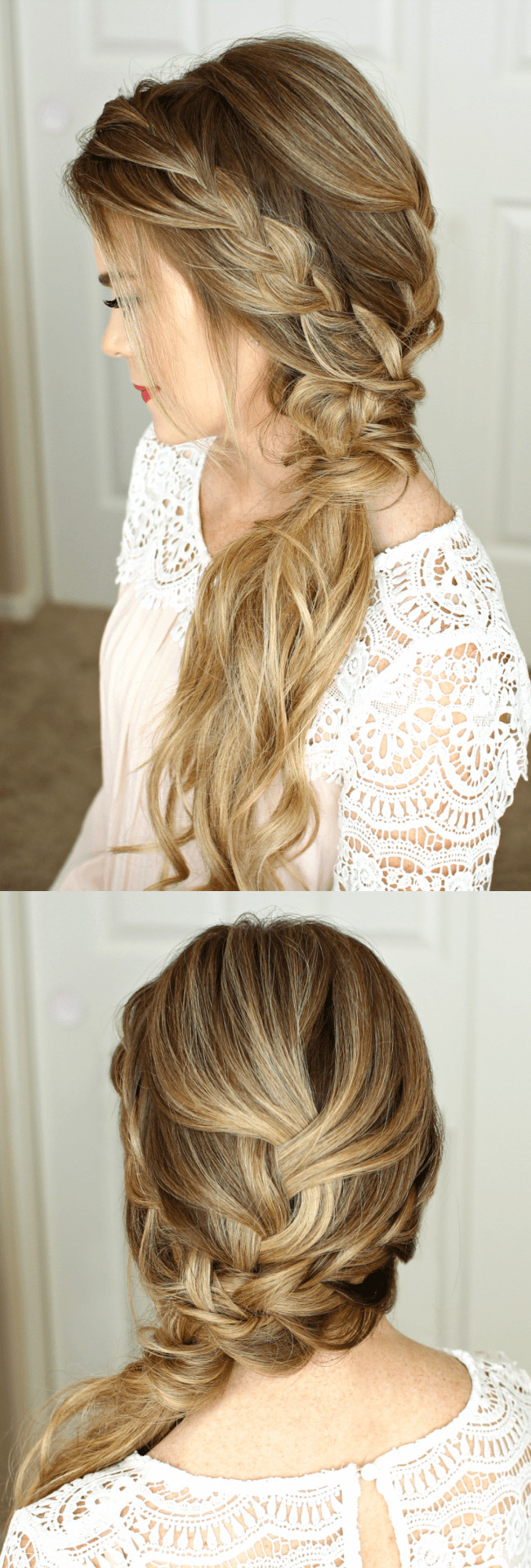 Side Swept Hairstyle For Prom
 Braided Side Swept Prom Hairstyle
