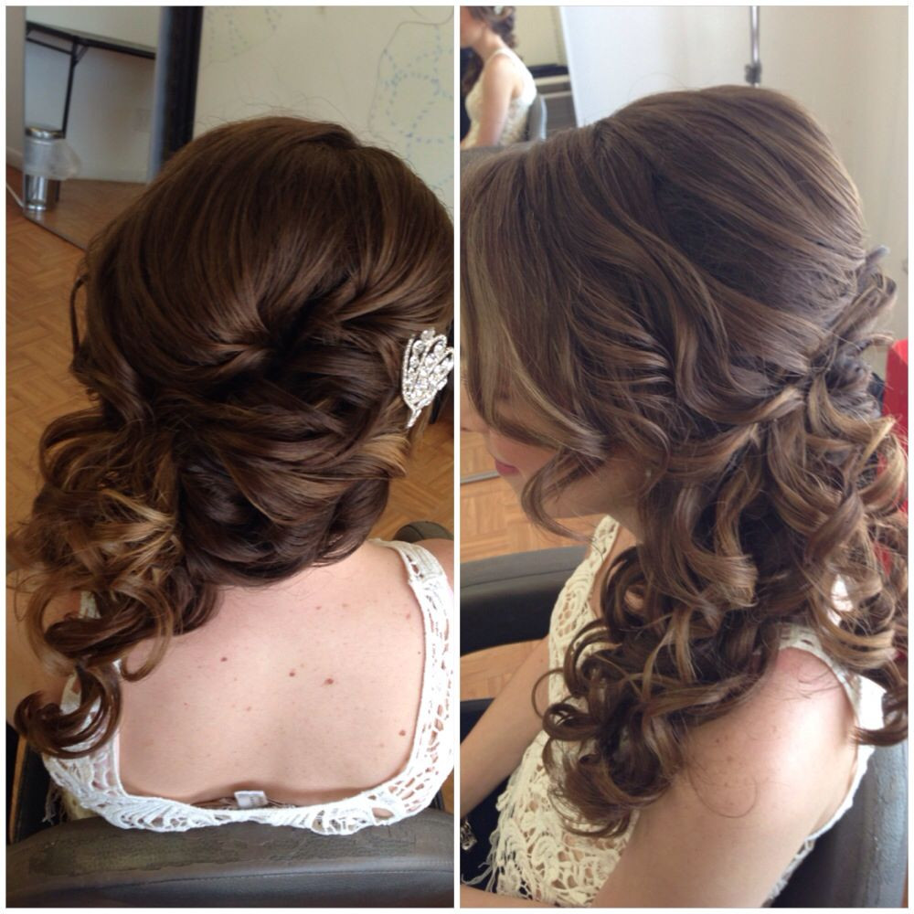 Side Swept Hairstyle For Prom
 Bridal hair wedding hair side swept updo side ponytail