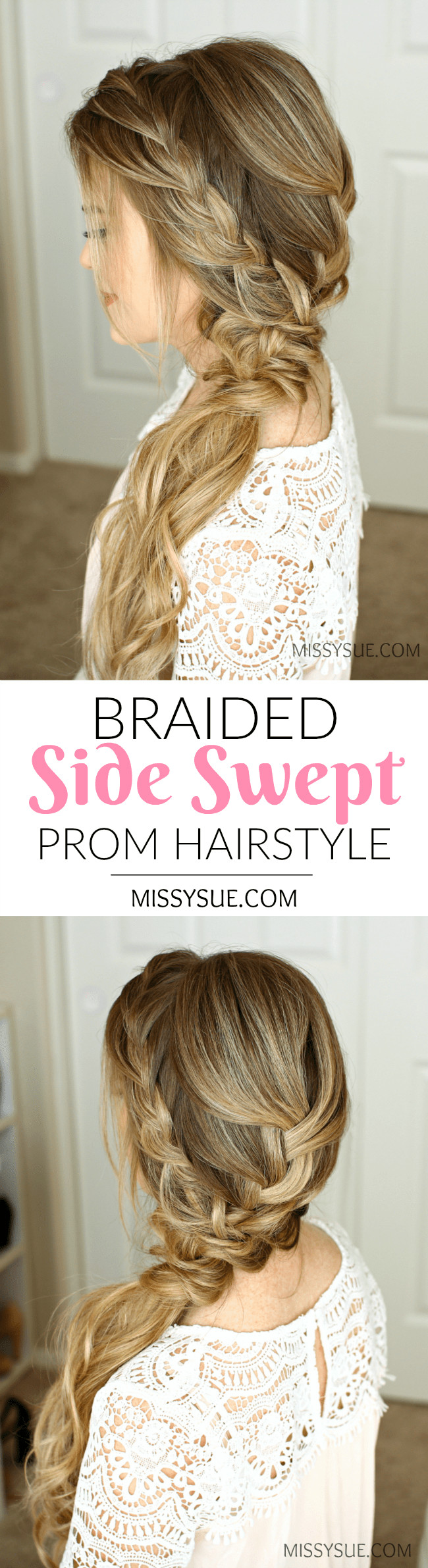 Side Swept Hairstyle For Prom
 Braided Side Swept Prom Hairstyle