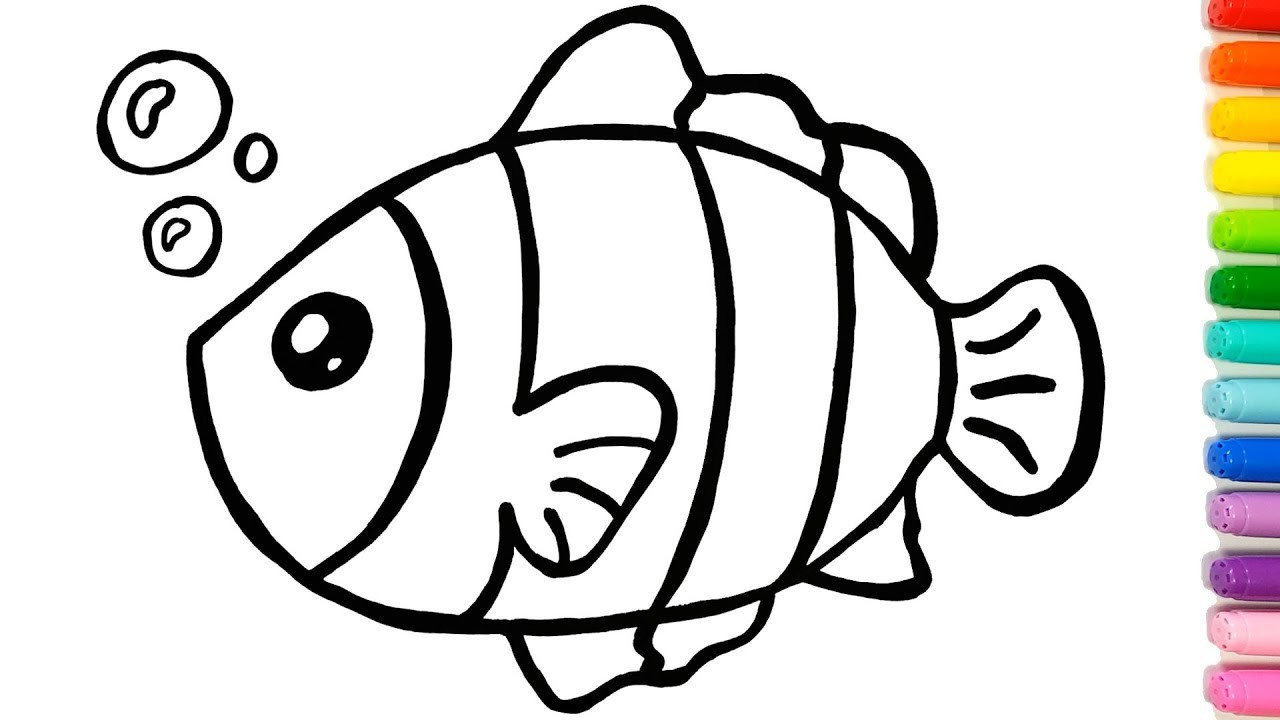 Simple Coloring Pages For Toddlers
 Colorful Clown Fish coloring and drawing Learn Colors for