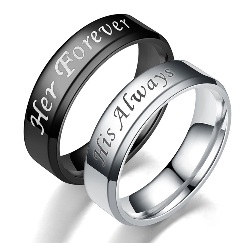Simple Wedding Rings For Her
 Sale 1pc Titanium Steel His Always Her Forever Couple Ring
