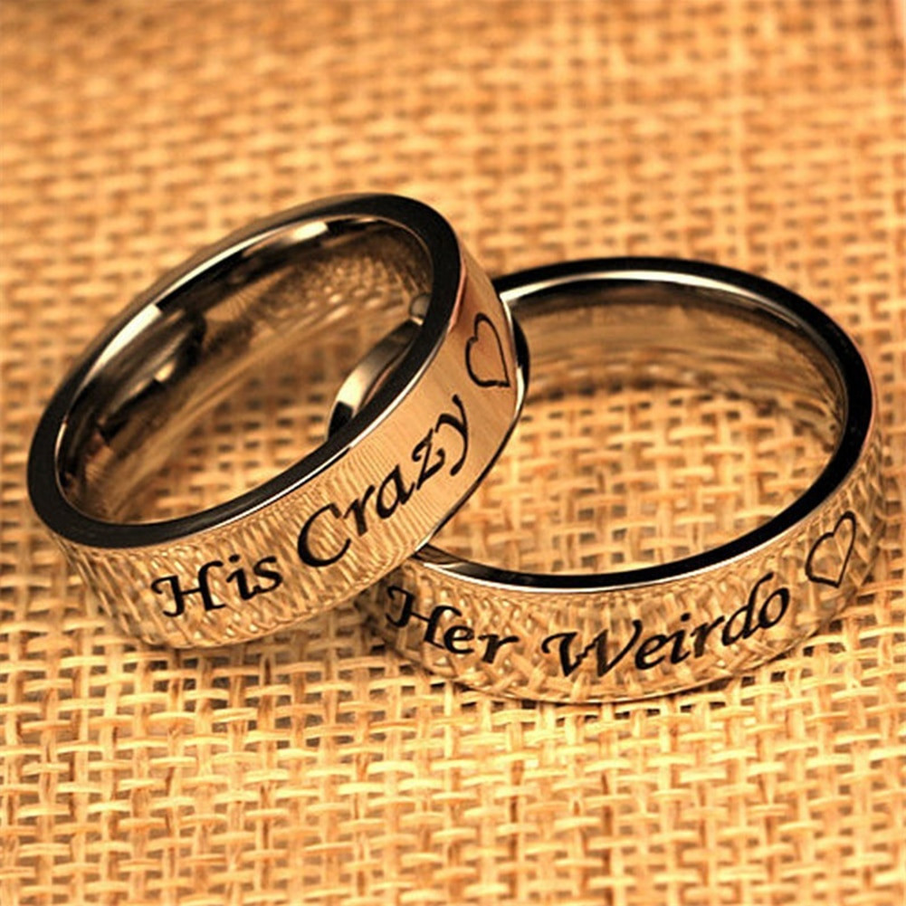 Simple Wedding Rings For Her
 Wedding Engagement Letter Print Couple Ring Simple Design