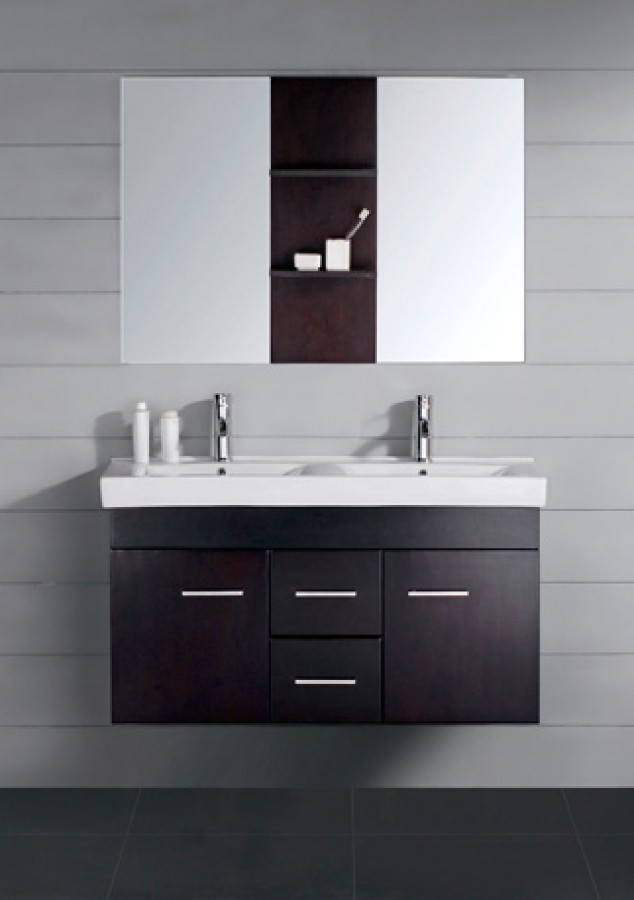 Sink Vanity For Small Bathroom
 47 Inch Small Modern Double Sink Bathroom Vanity with Mirror