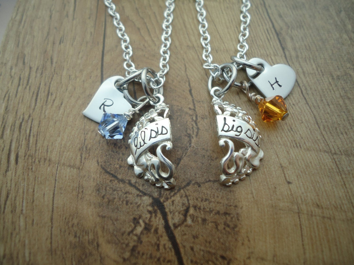 Sister Charm Necklace
 Personalized Sister Necklaces with Inlital heart Charms Best