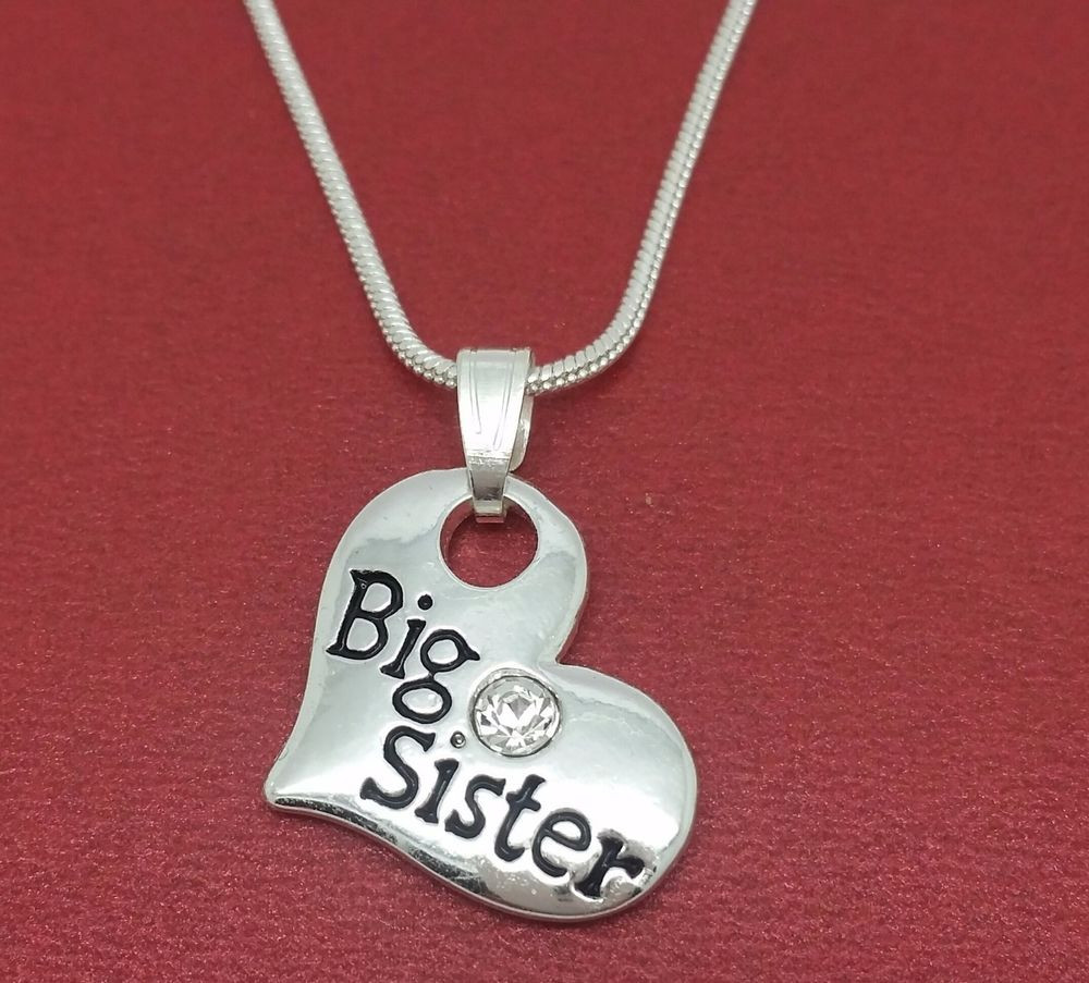 Sister Charm Necklace
 Big Sister Necklace Heart Pendant sis Charm and Chain