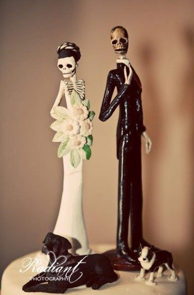 Skeleton Wedding Cake Toppers
 Alternative Weddings • bride groom Skull Skeleton