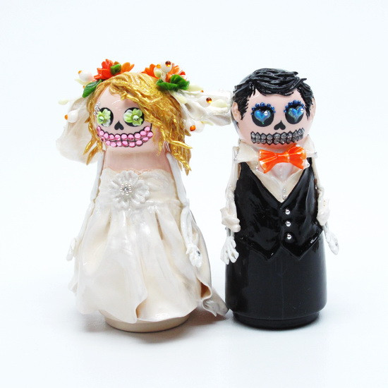 Skeleton Wedding Cake Toppers
 madamepOmmcustomorder Marment1121 Happy Skeleton