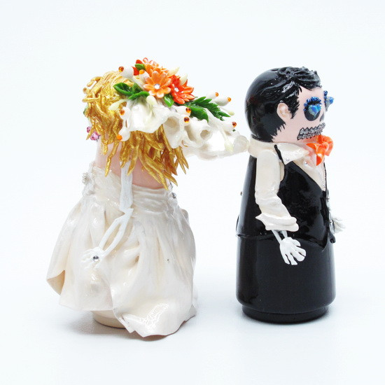 Skeleton Wedding Cake Toppers
 madamepOmmcustomorder Marment1121 Happy Skeleton