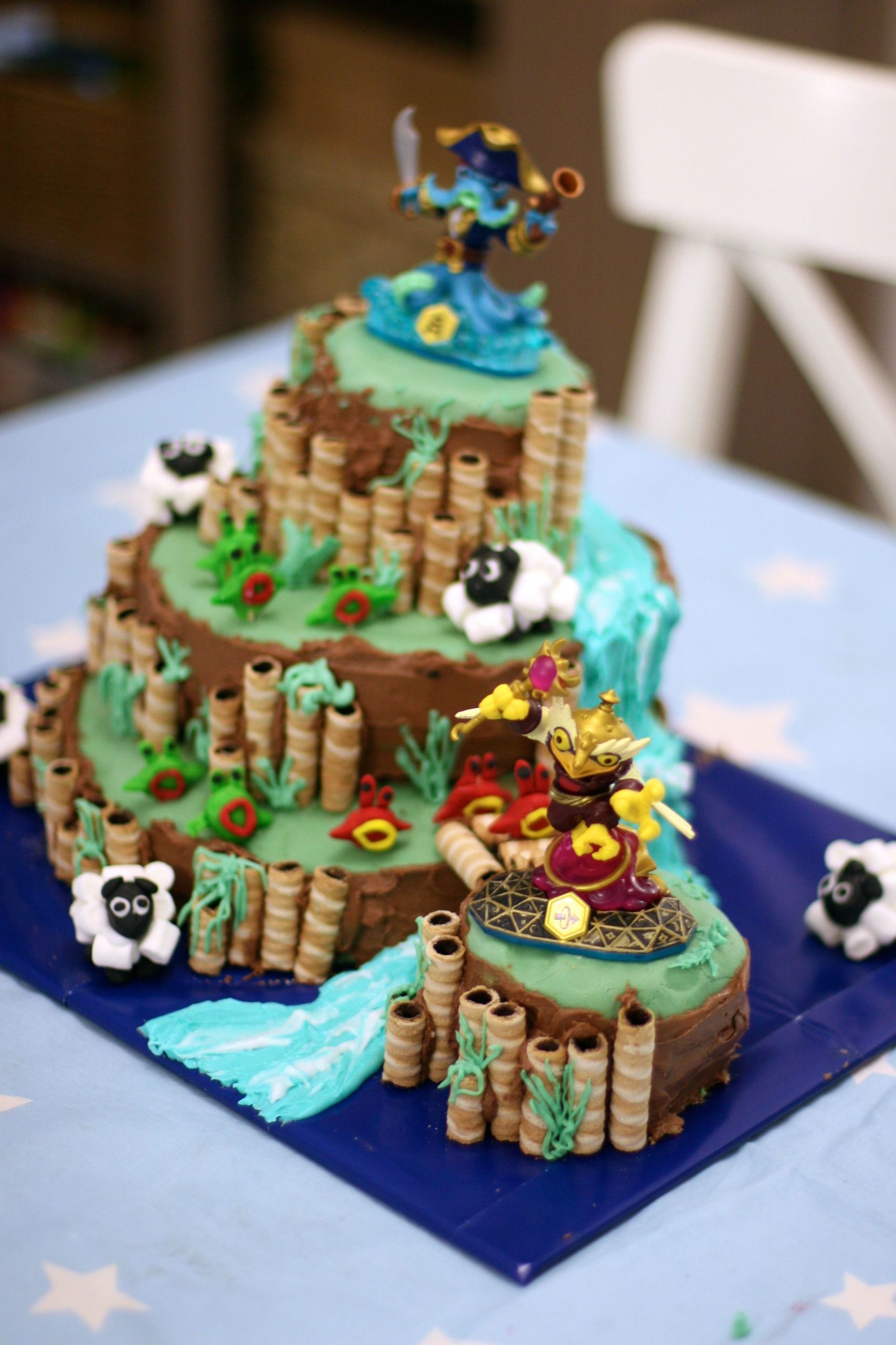 Skylanders Birthday Cake
 Skylander Birthday Cake Features 4 levels river bridge