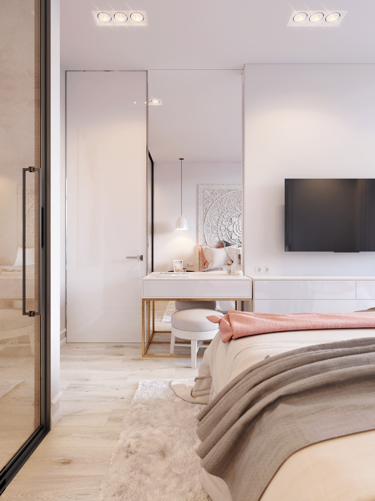 Small Apartment Bedroom
 "Pink & White" is another concept design small apartment