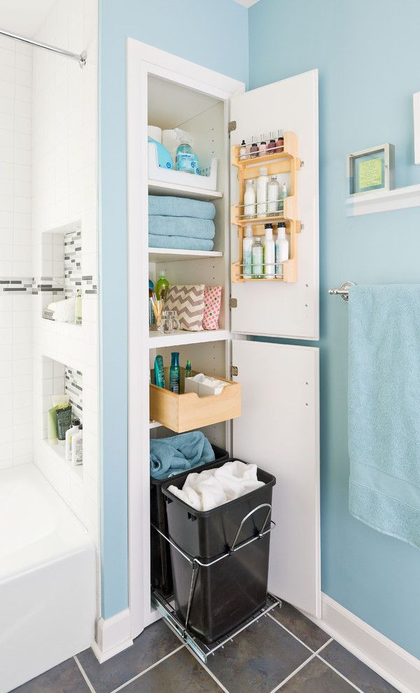 Small Bathroom Closet Ideas
 Pull out hamper in linen closet For the Home