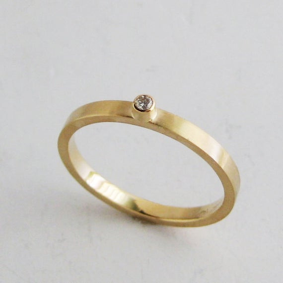 Small Diamond Rings
 Items similar to Small diamond ring 2mm gold band with