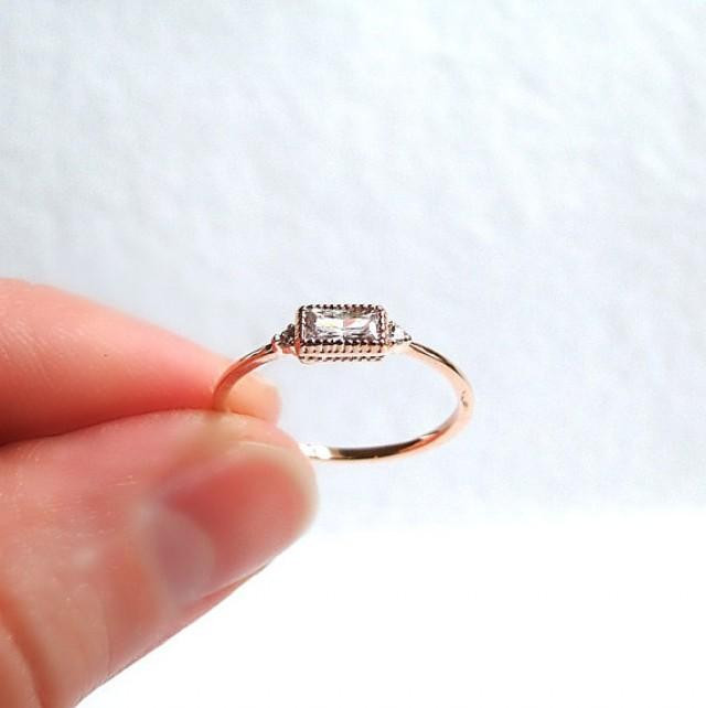 Small Diamond Rings
 Rose Gold Filled Stacking Ring Small Diamond Engagement