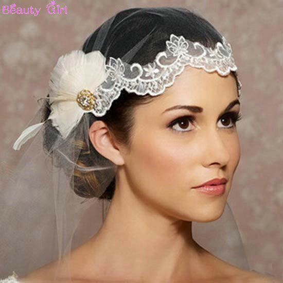 Small Wedding Veils
 2015 Special Wedding Headdress Feather Small Mesh long