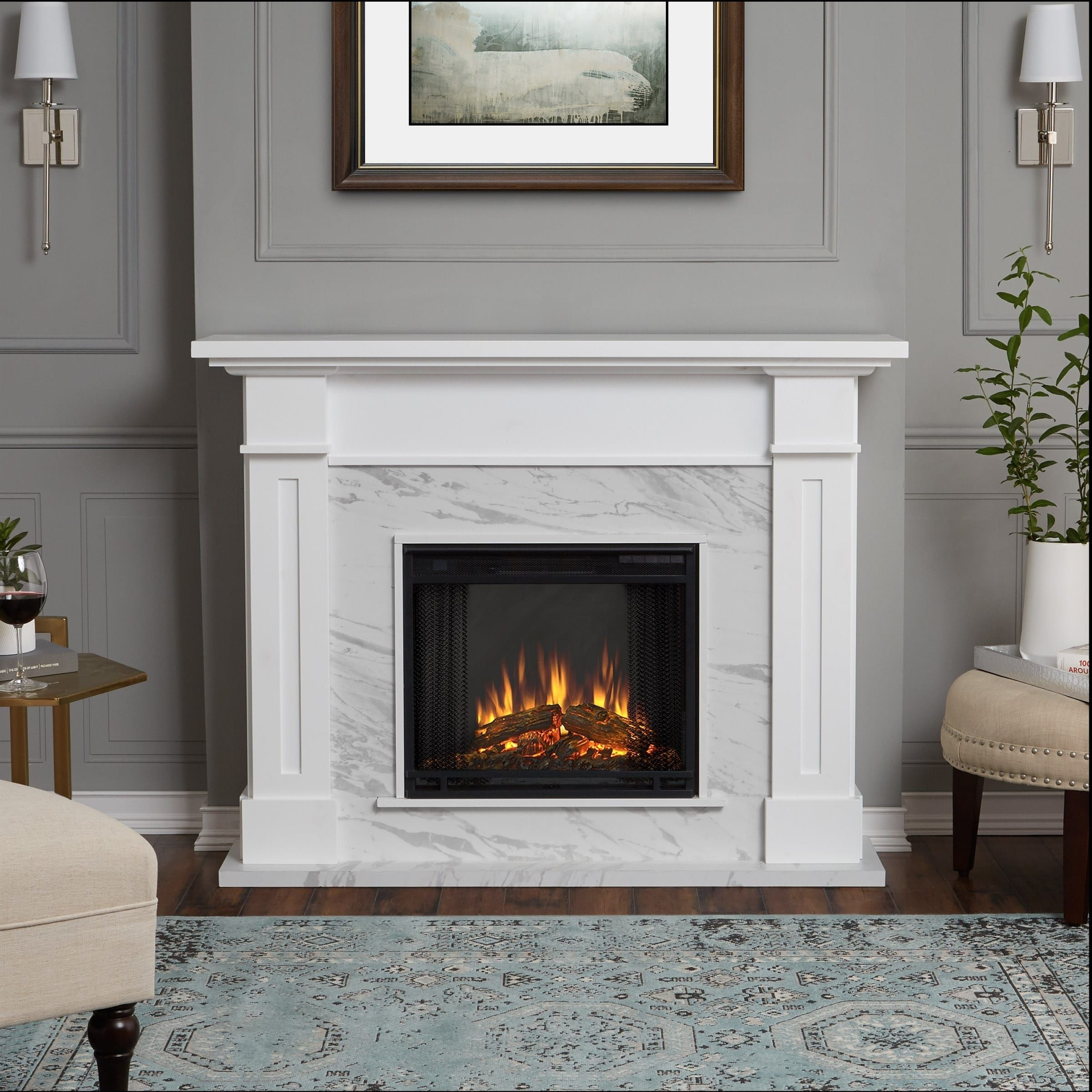 Small White Electric Fireplace
 Kipling Electric Fireplace White Marble by Real Flame