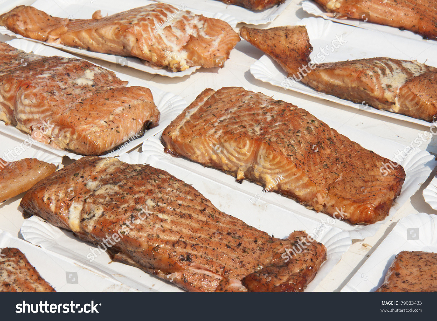 Smoked Salmon For Sale
 Smoked Salmon For Sale At A Market Stock