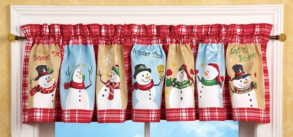 Snowman Kitchen Curtains
 Lovable Christmas Curtain Designs