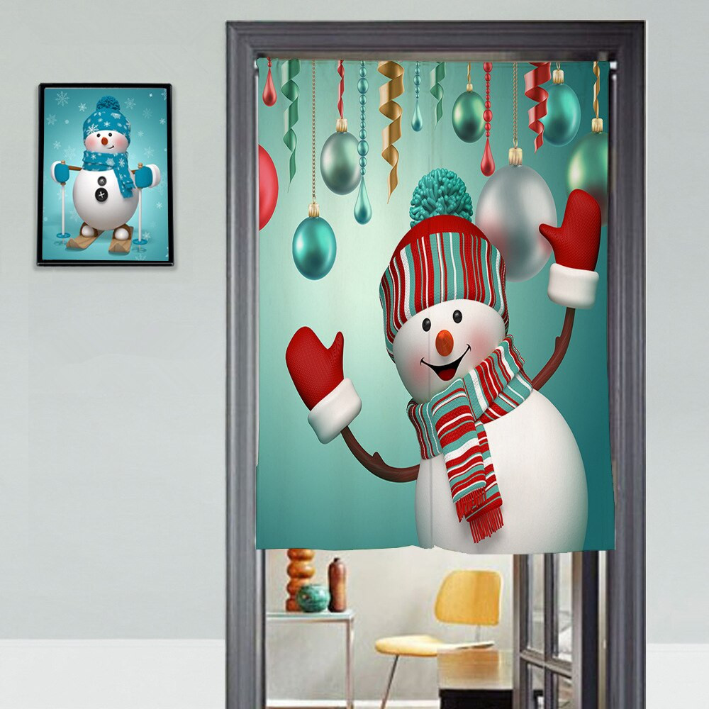 Snowman Kitchen Curtains
 Senisaihon Canvas 3D Door Curtains Panel Christmas Snowman