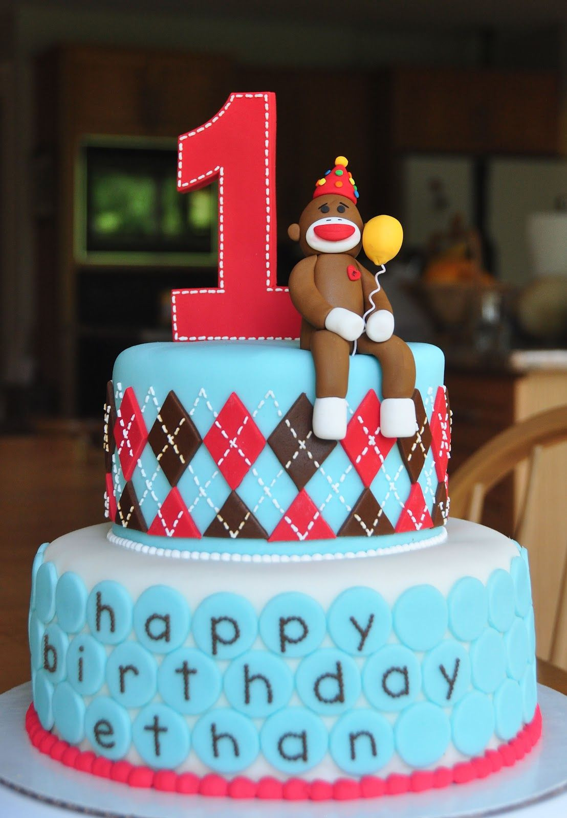 Sock Monkey Birthday Cake
 sock monkey 1st birthday cake