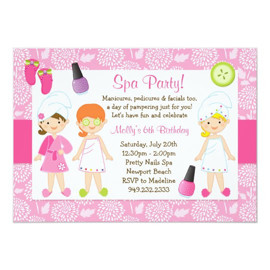 Spa Birthday Party Invitations
 Kids Spa Birthday Party Invitation
