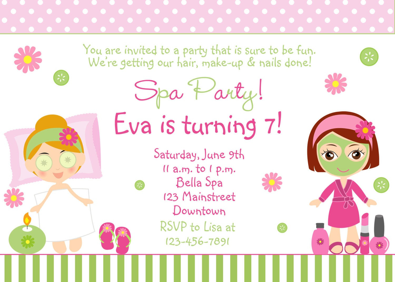 Spa Birthday Party Invitations
 Spa Birthday Party Invitation printable by TheButterflyPress