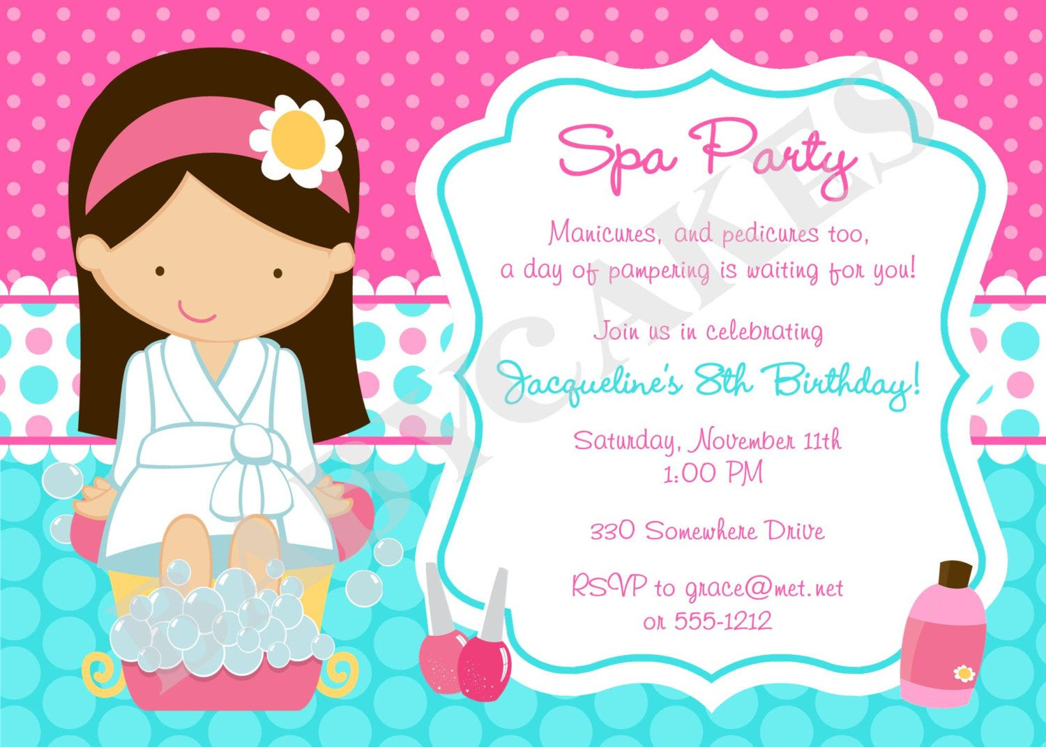 Spa Birthday Party Invitations
 Spa Party Invitation Spa Birthday Party Spa invitation