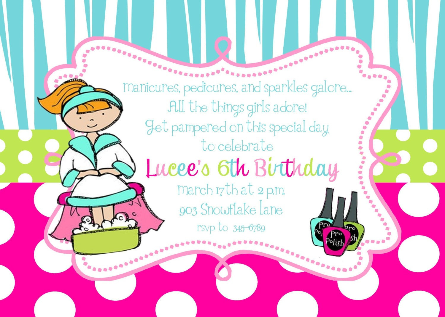 Spa Birthday Party Invitations
 12 Spa Pamper Birthday Party invitations with envelopes