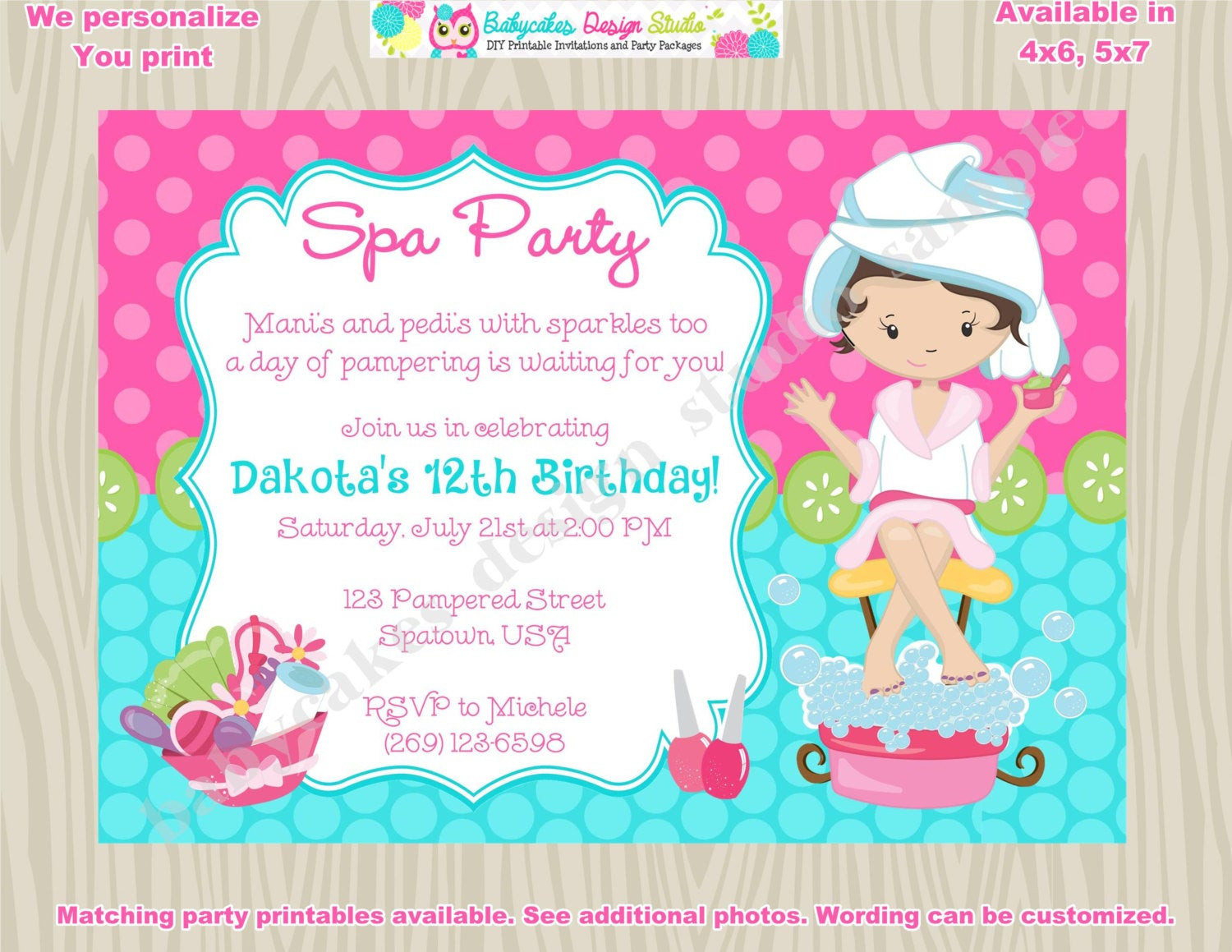 Spa Birthday Party Invitations
 Spa party invitation spa birthday invitation invite spa day