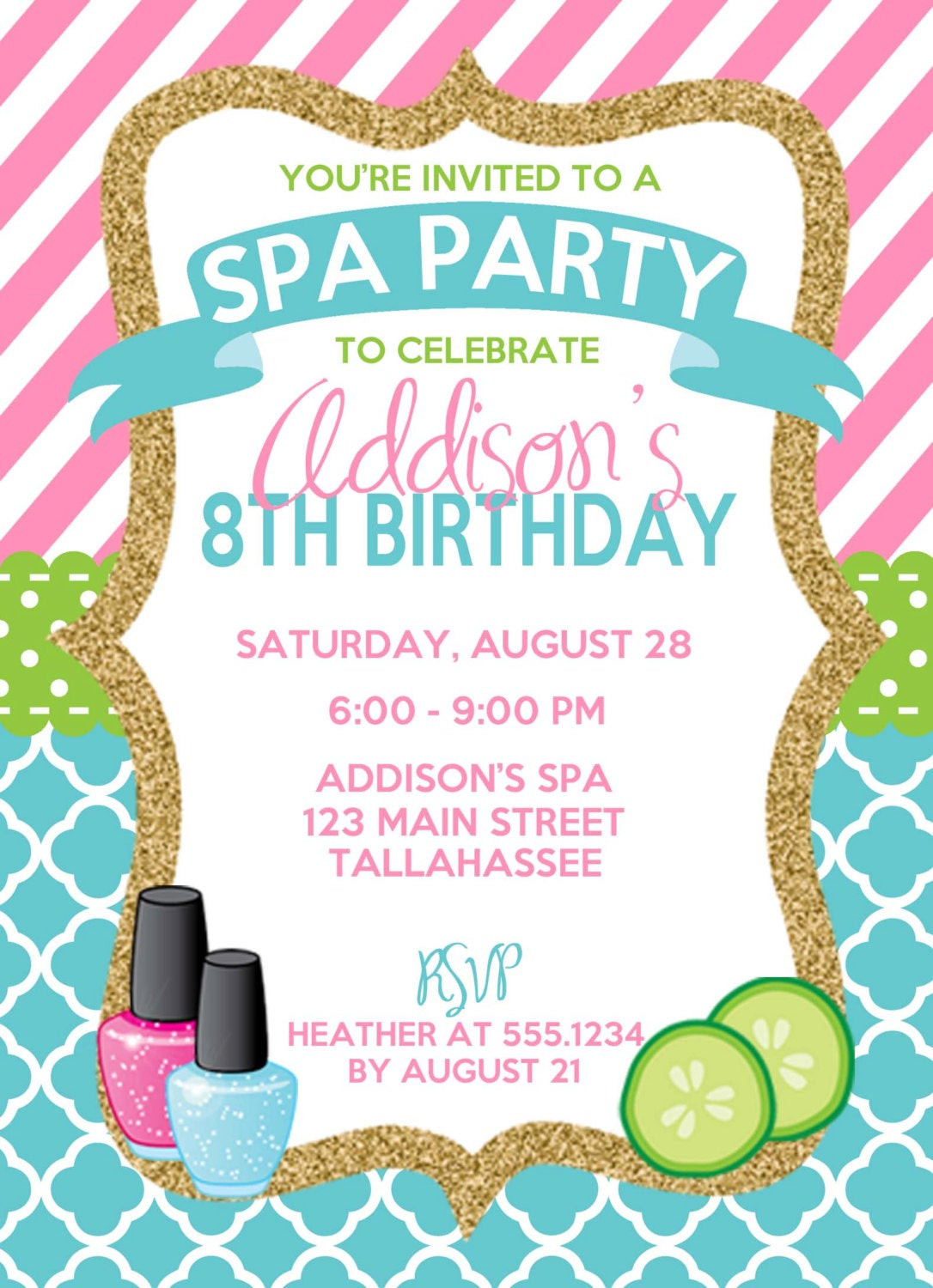 Spa Birthday Party Invitations
 Spa Birthday Invitation Spa Party Invitation Sleepover
